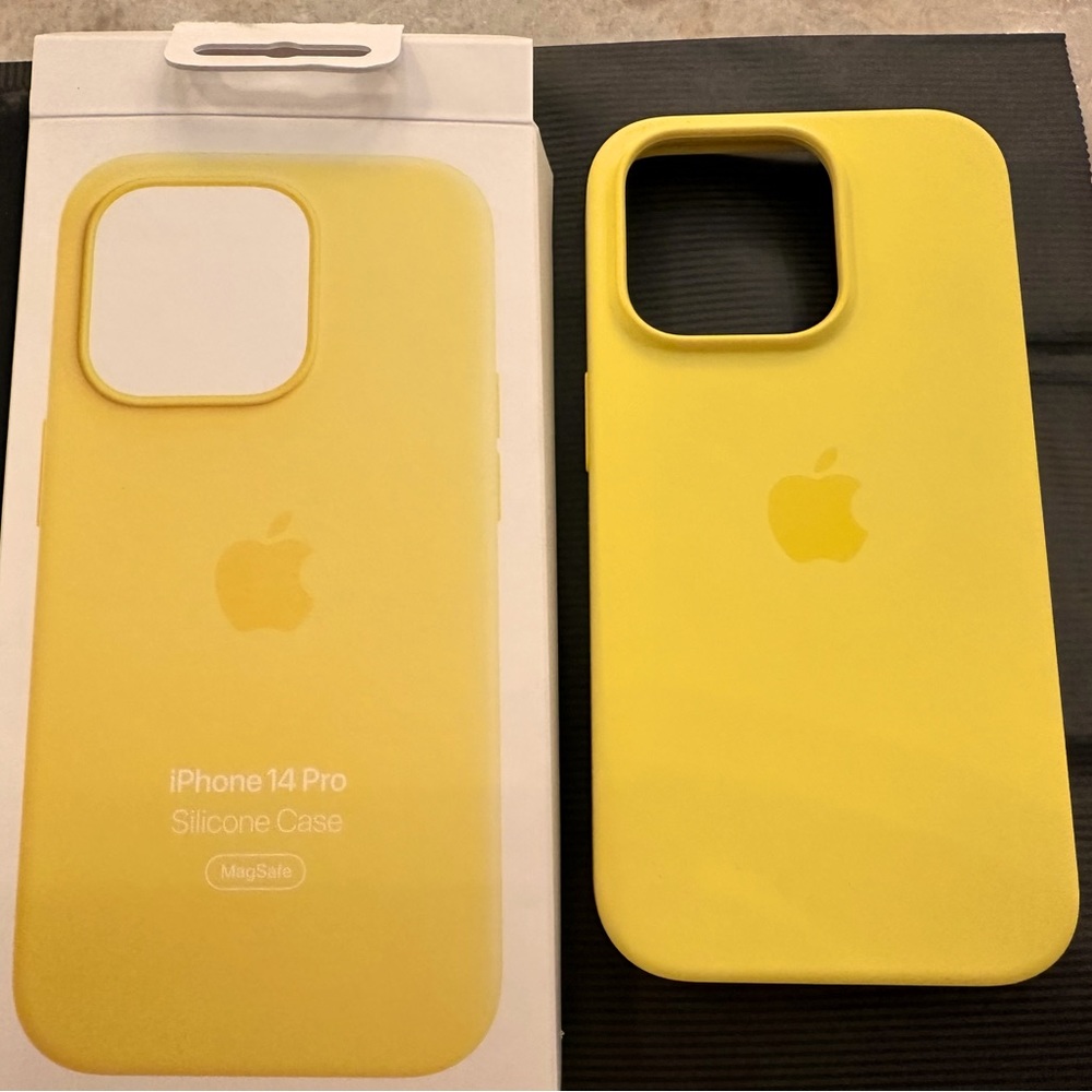 iPhone 14 Pro Silicone case in package. Canary Yellow.